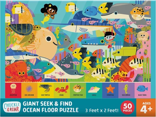 Miniatura 10 de Chuckle & Roar Rompecabezas de piso jumbo de dinosaurio – 50 piezas, 24 x 36 pulgadas, edades de 4 a 6 años – Rompecabezas para niños que brilla