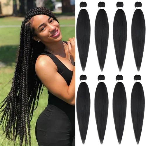 Miniatura 35 de Extensiones de cabello trenzado morado preestiradas, 20 pulgadas, 2 piezas de cabello sintético trenzado para niñas y mujeres, fiesta, disfraz