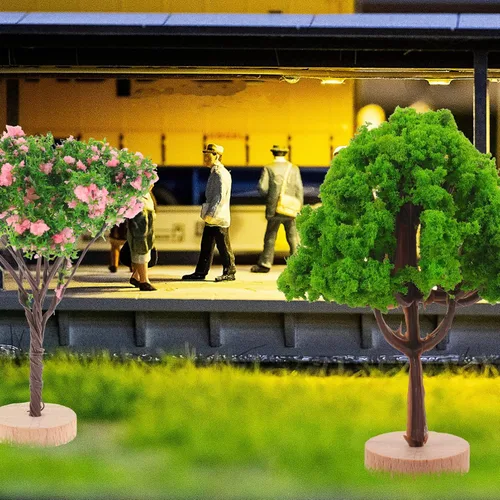 Miniatura 3 de 4 piezas de modelos de árbol en miniatura, árboles de simulación de plástico para paisajes en miniatura, accesorios de mesa de arena, modelos