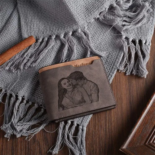Miniatura 5 de Lovejewelry Carteras personalizadas con fotos para hombres, cartera de piel grabada para padre, novio (estilo 1)