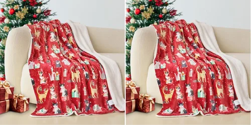 Miniatura 37 de Elegant Comfort - Manta reversible y ultra suave de franela con forro polar - Manta de sherpa navideña de invierno - Ligera, suave y acogedora