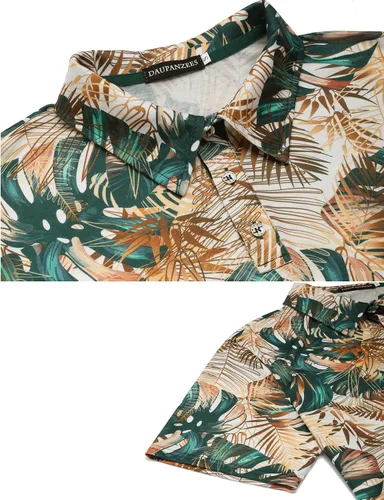 Miniatura 5 de Daupanzees Conjunto de camisa de 2 piezas para hombre, conjunto casual de manga corta para verano