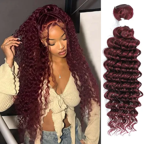 Miniatura 11 de Paquete de cabello humano virgen brasileño de 12 pulgadas, color borgoña 99j, extensiones de cabello humano virgen brasileño para mujeres