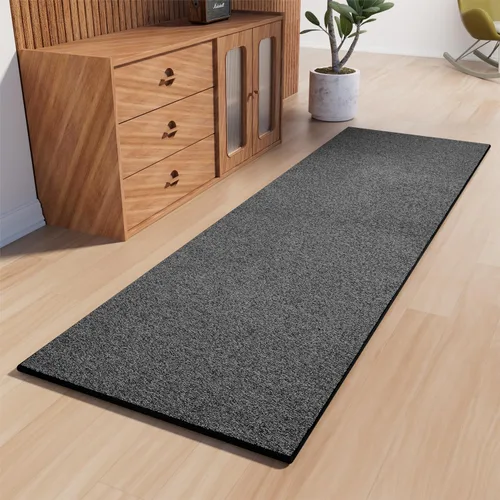 AREDO Alfombra de pasillo con parte trasera de goma antideslizante, alfombra de piso suave lavable para cocina, pasillo, entrada interior, Negro