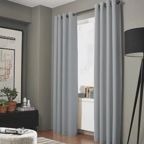 Miniatura 19 de Gorgeous Home - Panel de cortina de ventana de lino K92 de 1 pieza, liso, con ojales de bronce, 3 capas de forro de espuma, 100% térmica