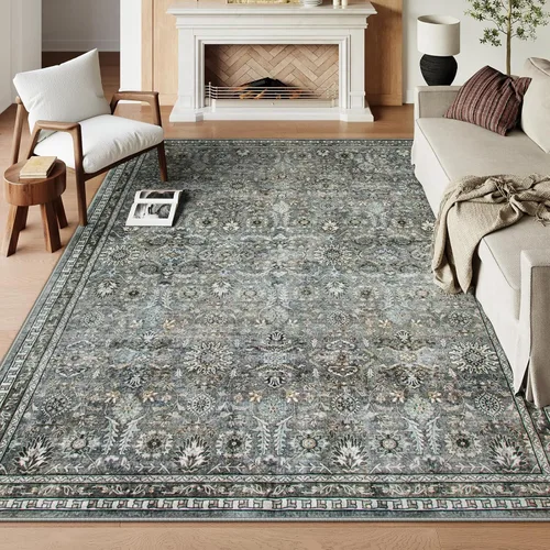 Miniatura 25 de Alfombras Lahome de color verde oscuro para pasillo de 2x10, alfombra lavable resistente a manchas para cocina de 10 pies, alfombra antideslizante