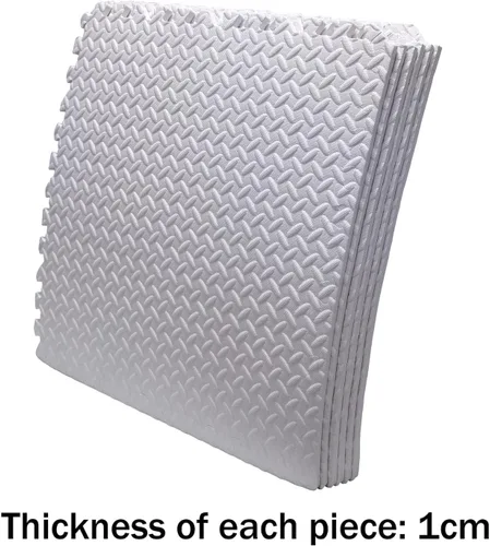 Miniatura 6 de Alfombrilla blanca de 6 x (24 pies cuadrados) para gimnasio, 24 x 24 pulgadas, espuma EVA, ejercicio entrelazado, rompecabezas de fitness, tapete