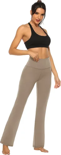 Miniatura 6 de AFITNE - Pantalones de yoga con corte de bota con bolsillos para mujer de talle alto pantalones de yoga para entrenamiento con control de abdomen