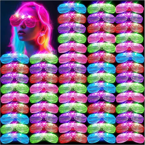 HONLYNE 105 lentes LED, que brillan en la oscuridad, suministros de fiesta, anteojos iluminados para niños y adultos, gafas de neón intermitentes,