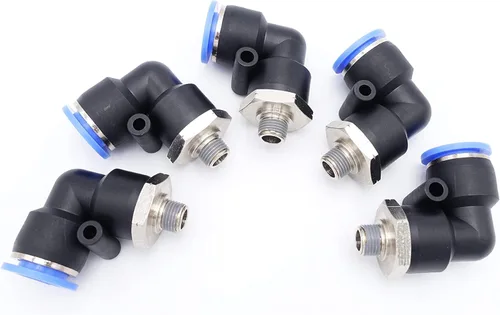 Miniatura 9 de Empuje para conectar conexión de tubo de 1/4" OD x 1/8" rosca NPT macho, codo neumático macho de aire línea de agua de aire de 90 grados codo