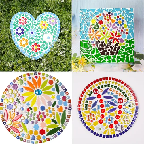 Miniatura 2 de Mosaico redondo para manualidades, 0.472 in, piezas de mosaico de vidrio de colores surtidos para suministros de arte, kit de fabricación de mosaico
