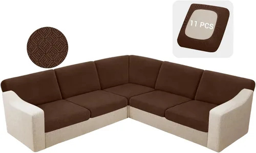 Miniatura 10 de HDCAXKJ - Fundas impermeables para cojín de sofá modular, fundas elásticas para cojín de sofá de esquina, fundas protectoras de muebles de jacquard