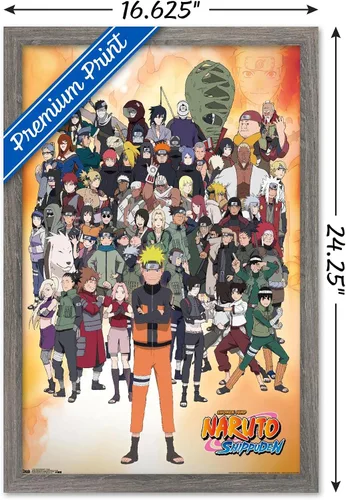 Miniatura 3 de Trends International Naruto Shippuden - Póster de pared grupal, 14.725 x 22.375 pulgadas, versión con marco de madera tipo granero