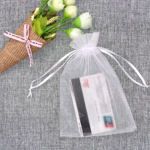 Miniatura 5 de 50 unidades de 4 x 6 pulgadas. Bolsas de organza SumDirect. Bolsas con lazo para bodas. Bolsas de regalo para Navidad.