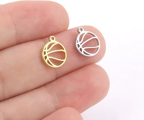Miniatura 7 de kkjoy 5 dijes de bola deportiva de acero inoxidable para hacer joyas y manualidades, varios dijes, suministros de manualidades, accesorios