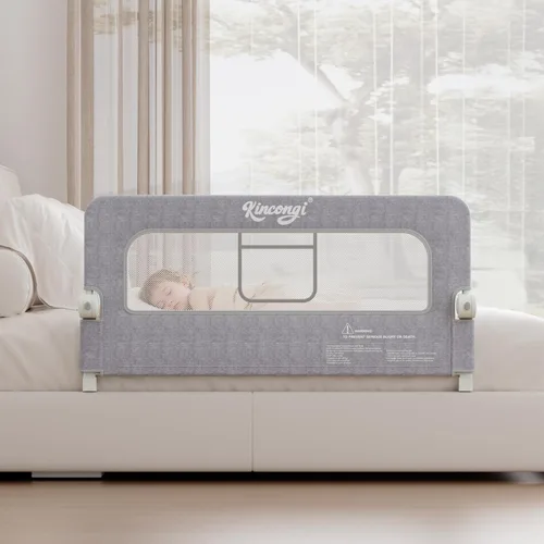Miniatura 8 de Riel de cama para niños pequeños, riel de cama de 81 cm con base en forma de U más ancha, rieles de cama transpirables para camas King, Queen, Full