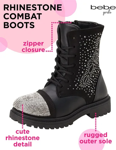 Miniatura 2 de bebe Botas de invierno para niñas Botas de combate resistentes al agua con diamantes de imitación (11-4)