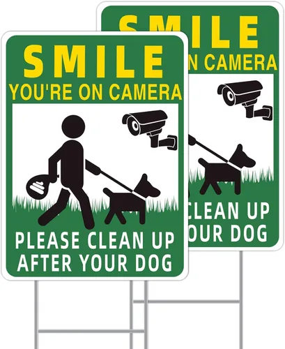 Miniatura 9 de Señales de cuidado con el perro, paquete de 2 carteles de 33x25 cm doble cara, plástico corrugado, estacas de metal en H, señales de perro