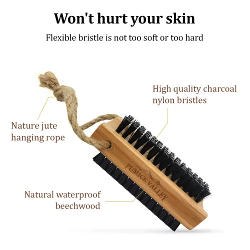 Miniatura 3 de Cepillo de uñas de madera con cerdas de carbón de nailon y cuerda para colgar, crema de pies para pies y talones secos agrietados, sales del mar