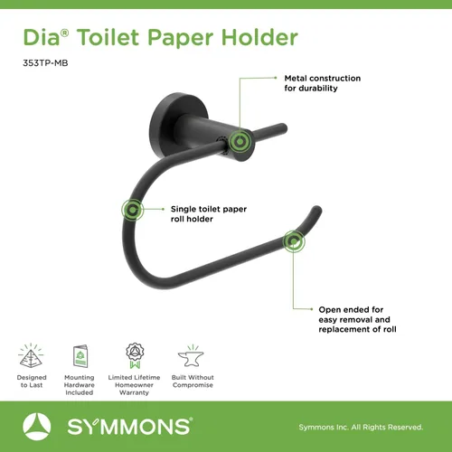 Miniatura 10 de Symmons 35AC3BUNDLEMB - Juego de accesorios de baño de pared de 3 piezas, color negro mate Mate negro