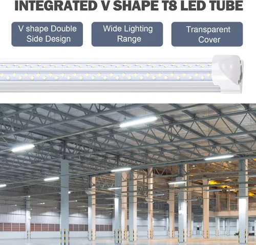 Miniatura 6 de Luz de tubo integrada en forma de V T8 de 8 pies, doble lado, 4 filas, lámpara LED de 120 W, AC85-277V 14400 lúmenes 6000 K blanco frío, luz LED