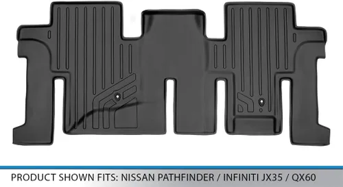 Miniatura 3 de SMARTLINER Alfombrillas de suelo de ajuste personalizado, forro de segunda fila, color negro, compatibles con Nissan Pathfinder 2013-2020/Infiniti