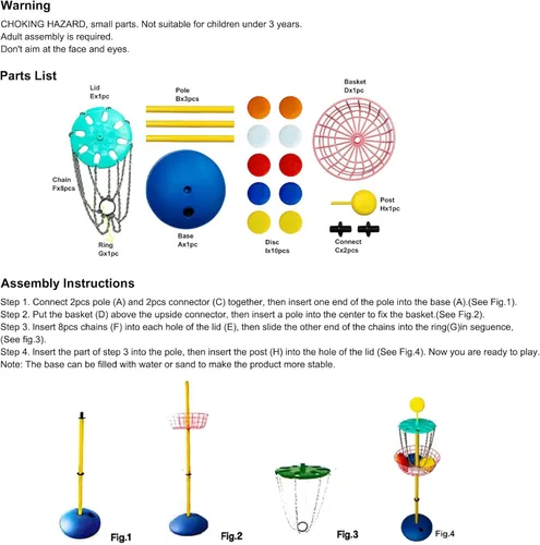 Miniatura 4 de Meooeck 42 Inches Mini Disc Golf Baskets with 10 Flying Discs Golf Starter Set for Indoor Outdoor Yard and Beach