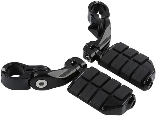 Miniatura 2 de TCT-MOTORPARTS Estriberas negras de 1/4 de pulgada y 1.25 pulgadas, estriberas ajustables para motocicleta en ángulo largo para Harley Touring Road