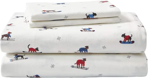 Miniatura 21 de Eddie Bauer - Sábanas individuales, juego de ropa de cama de franela de algodón, cepillada para mayor suavidad, decoración acogedora para el hogar