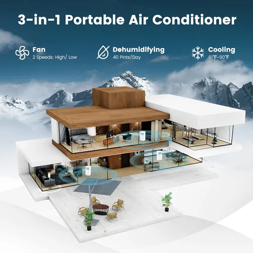 Miniatura 3 de KOTEK Aire acondicionado portátil para habitación de hasta 250 pies cuadrados, unidad de CA 3 en 1 de 8000 BTU para dormitorio con Blanco-8000BTU