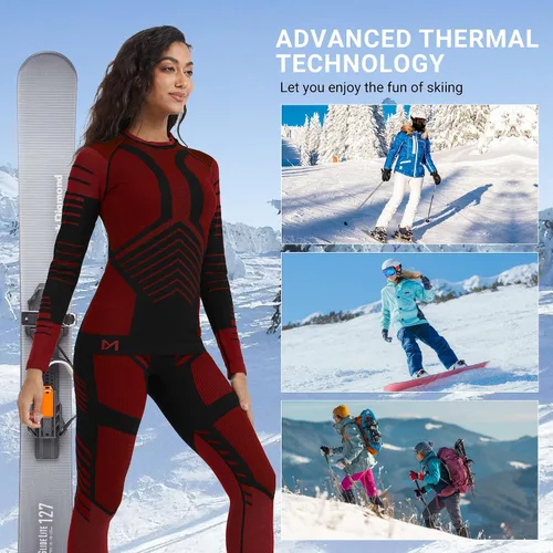 Miniatura 5 de MEETWEE - Ropa interior térmica para mujer, conjunto de primera capa de compresión para invierno, pantalones largos forrados de forro polar