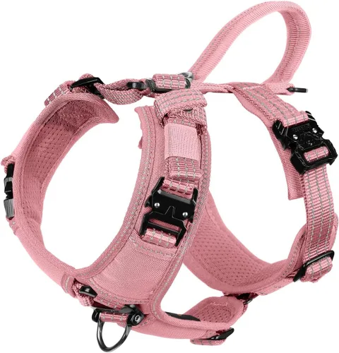 Miniatura 12 de ICEFANG Arnés de correa para perro con 4 hebillas de metal, para perro de tamaño mediano, chaleco K9, pecho en forma de Y, arnés ajustable