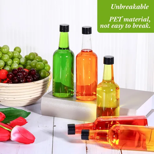 Miniatura 4 de Patelai 24 botellas de vino de plástico con tapas de 11 onzas de cuello largo, botellas de plástico de cuarto de galón con tapas de rosca
