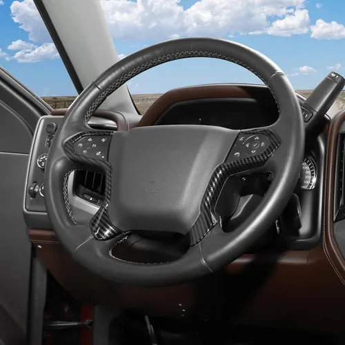 Miniatura 7 de RT-TCZ para Tapa de Panel de Volante de Fibra de Carbono para Chevrolet Silverado/Suburban/Tahoe 2014-2018 para GMC Sierra/Yukon 2014-2018 Negro