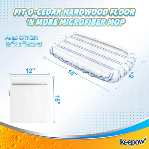 Miniatura 3 de KEEPOW Almohadillas reutilizables para trapeador compatibles con mopa de microfibra O Cedar Hardwood Floor'N More, cabezales de repuesto para uso