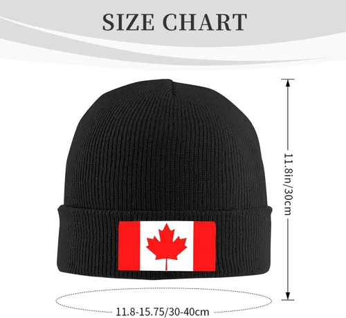 Miniatura 3 de Gorro de punto holgado con diseño de calavera y diseño de bandera canadiense, gorro de invierno