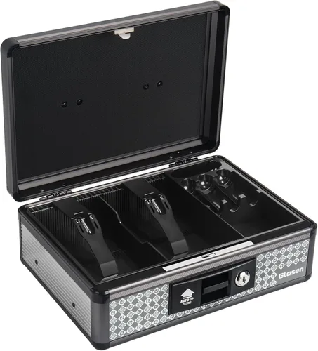Miniatura 8 de Glosen Caja de efectivo con cerradura, caja de dinero con cerradura de llave y bandeja extraíble para monedas de 8.85 x 5.3 x 11.8 pulgadas