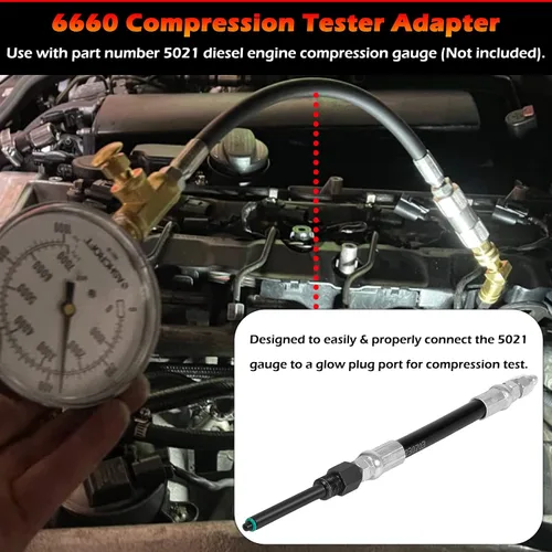 Miniatura 3 de Adaptador de medidor de compresión 6660 Perfectamente compatible con motores diésel Ford 6.0L 6.4L VT365 Powerstroke de 2003-2006, similar al 303-757