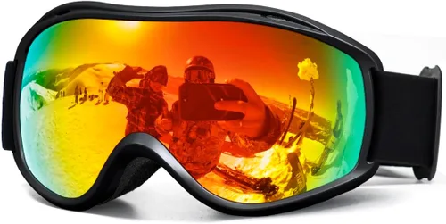 Miniatura 11 de FMY Gafas de esquí y snowboard OTG, protección UV400, anti niebla, gafas de esquí para motos de nieve para hombres, mujeres y jóvenes Marco blanco