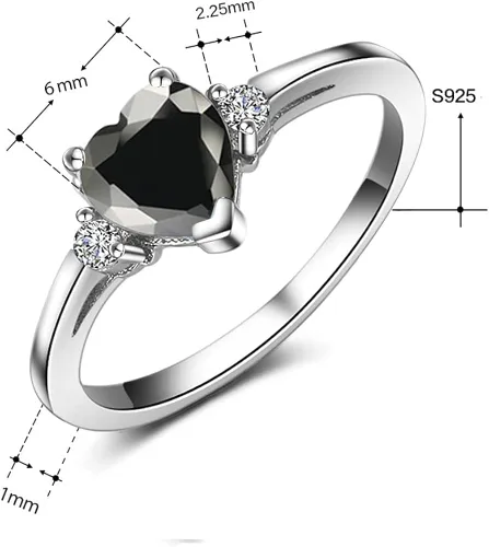 Miniatura 5 de ACEFEEL - Anillo de compromiso de plata de ley 925 con forma de corazón de ópalo blanco