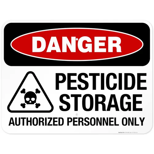 Miniatura 19 de Danger - Cartel autorizado de almacenamiento de pesticidas, 10 x 7 pulgadas, calcomanías de vinilo de 4 mil resistentes a la intemperie, fabricadas