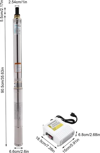 Miniatura 2 de Bomba sumergible de pozo profundo, 110 V/60 HZ, 3420 RPM, 11.89 galones/min, bomba de agua de acero inoxidable con cable eléctrico de 65.62 pies