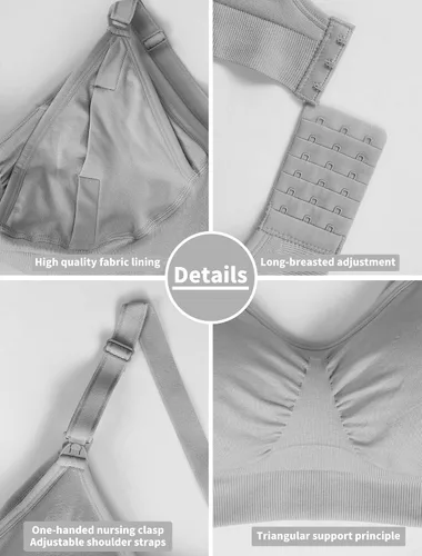 Miniatura 6 de iloveSIA Nursing Bras for Mom Breastfeeding, Seamless Supportive Sleep Bra for Maternity Postpartum S-2XL 3Pack