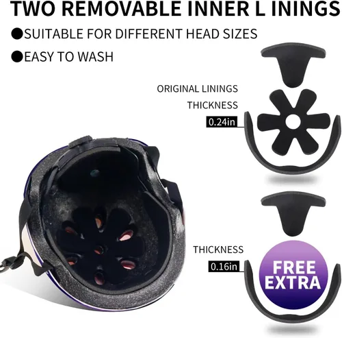 Miniatura 6 de Casco de bicicleta ajustable con gradiente de color para niños pequeños de 3-5-8-14+ años, niñas y niños. Casco para monopatín y bicicleta