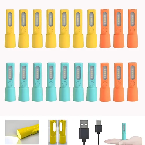 Miniatura 7 de Paquete de 4 mini linternas LED pequeñas, linternas recargables USB C, linterna combinada de linterna de campamento, linternas ultraligeras con zoom