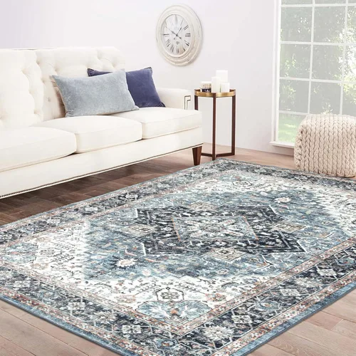 Miniatura 16 de Alfombra de área de 5 x 7, alfombra bohemia vintage, ultra suave, de pelo bajo, lavable, antideslizante, resistente a las manchas, alfombra impresa