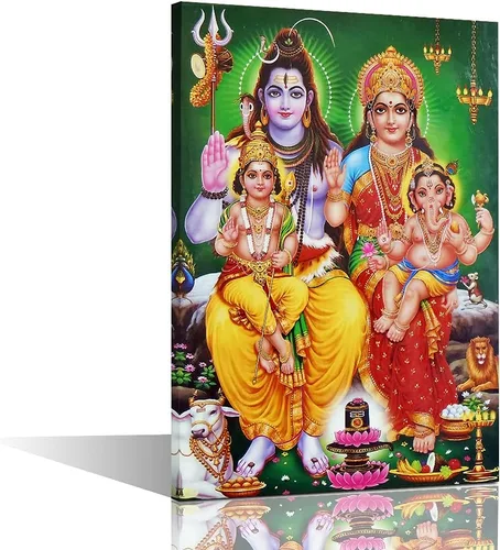 Miniatura 21 de TUMOVO Lord Ganesha - Decoración de pared Ganapati de Deidad india, cuadros impresos en lienzo, pósteres de pintura hinduismo cultural hindú