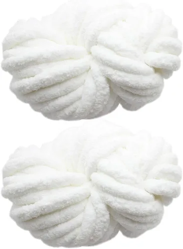 Miniatura 19 de 2 madejas de hilo de felpilla grueso para manta, súper suave, grueso, esponjoso, jumbo, grueso, estilo chenilla, hilo de poliéster de punto