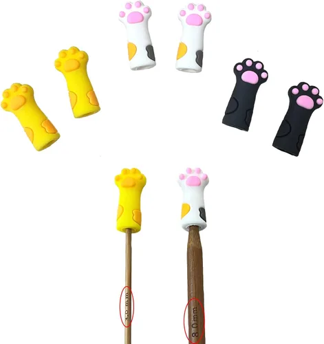 Miniatura 9 de SPANSEE 6 uds. Protectores de Puntas de Agujas de Tejer con Forma de Pata de Gato, Protectores de Puntas de Agujas de Tejer, Detenedor de Puntos, 6