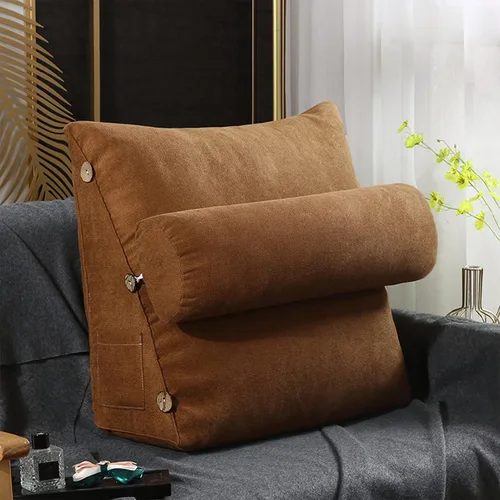 Miniatura 14 de Almohada de lectura y televisión, almohada de cuña de espalda con almohada ajustable para el cuello y bolsillos, almohada de lectura para reposo